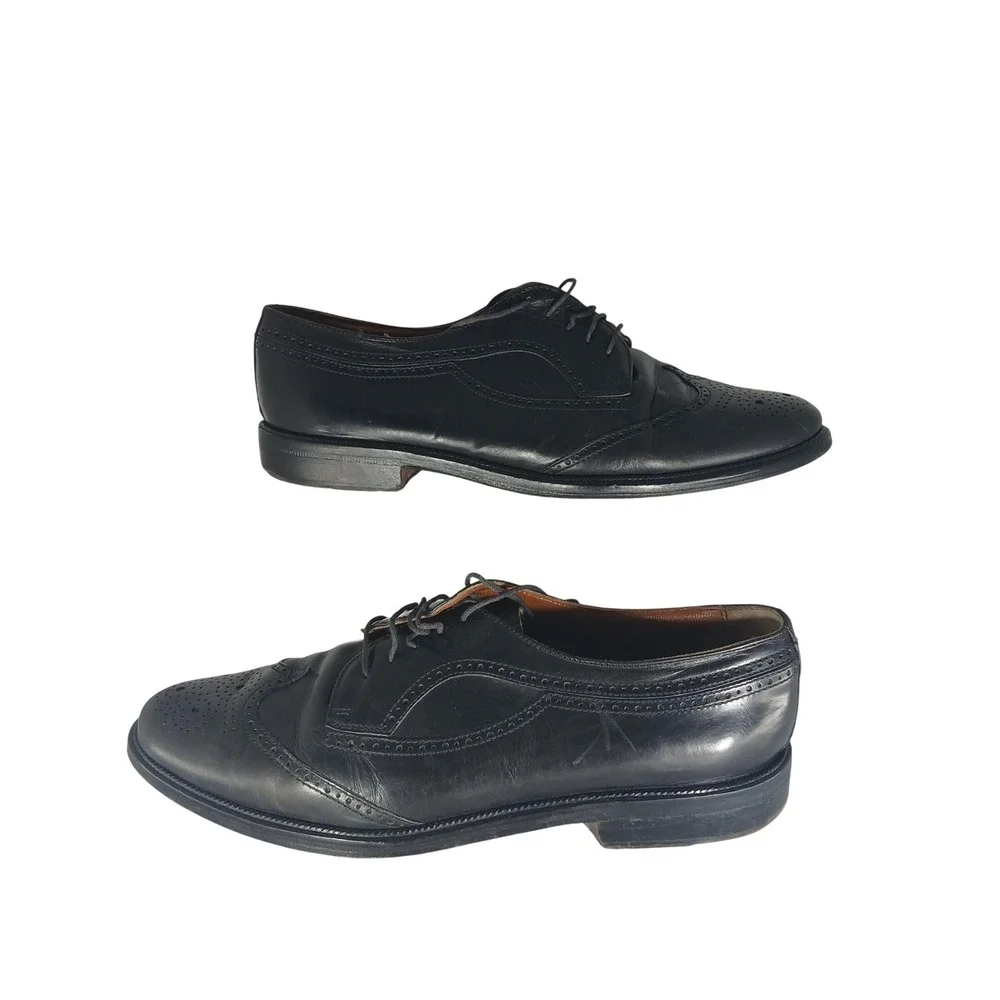 Cable & Co Wingtip Oxford 12 Black Leather Italian Brogue Dress Shoes 1317 4713